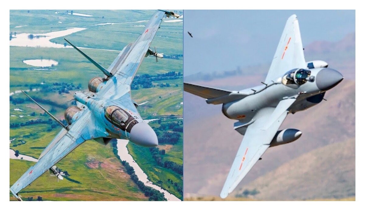 Российский Су-35С и китайский J-10C