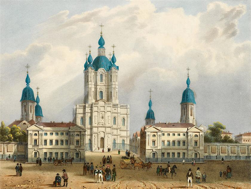 Смольный монастырь в Санкт-Петербурге, колокольня так и не была возведена
