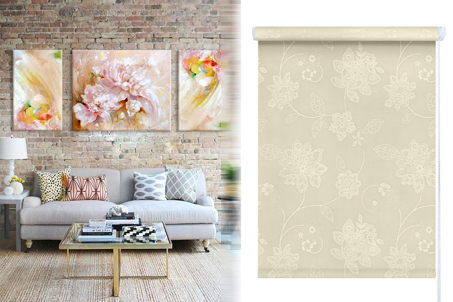 Рулонные шторы из жаккардовой ткани "Магнолия" беж 