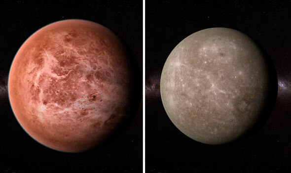 Венера (слева) и Меркурий (справа)