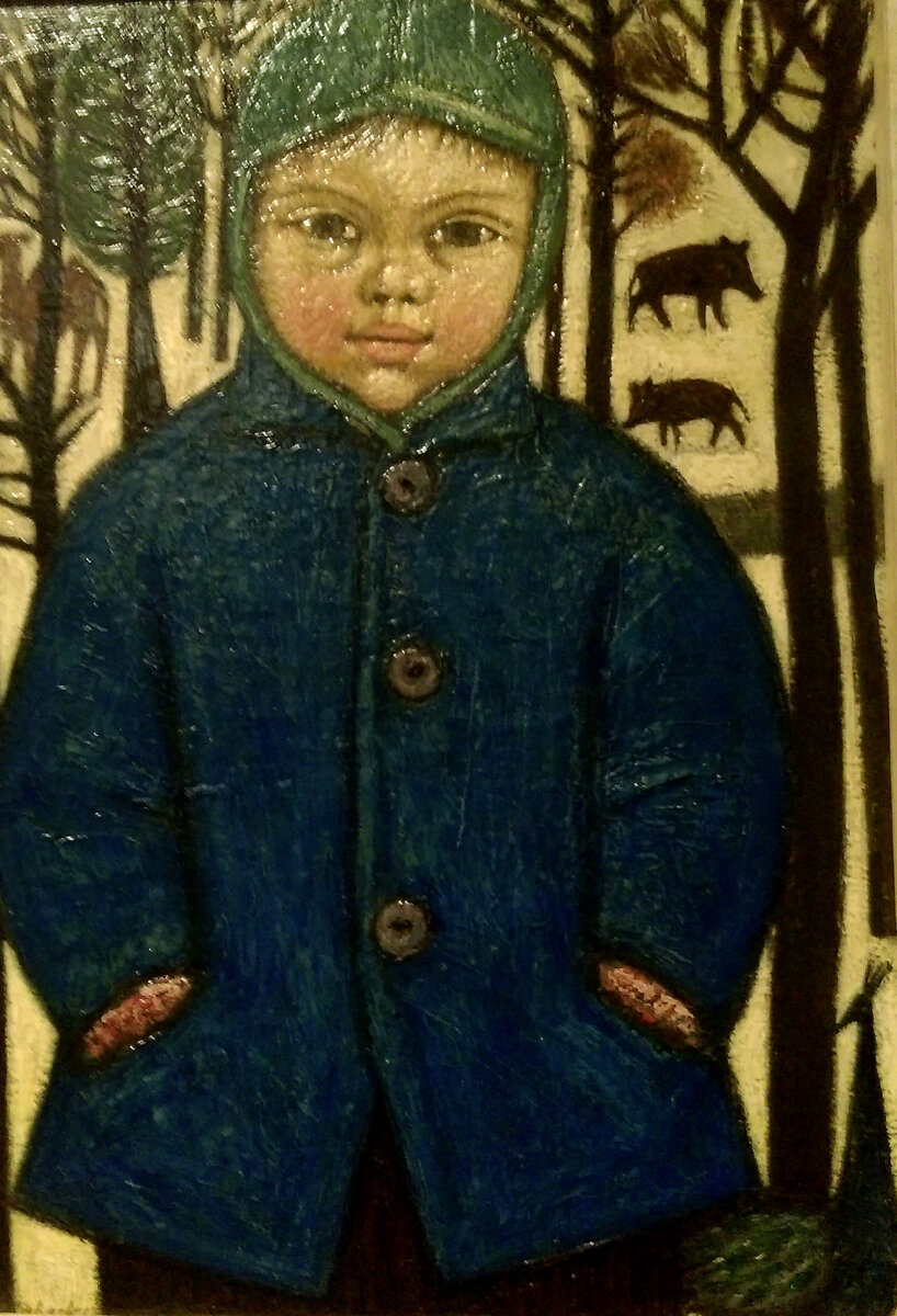 Картина Харальда Хакенбека "Петер в зоопарке" ГДР 1961-1962 год. Музей Атенеум в Дрездене. Фото автора.