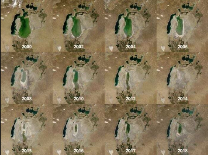 Осушение Аральского моря по годам