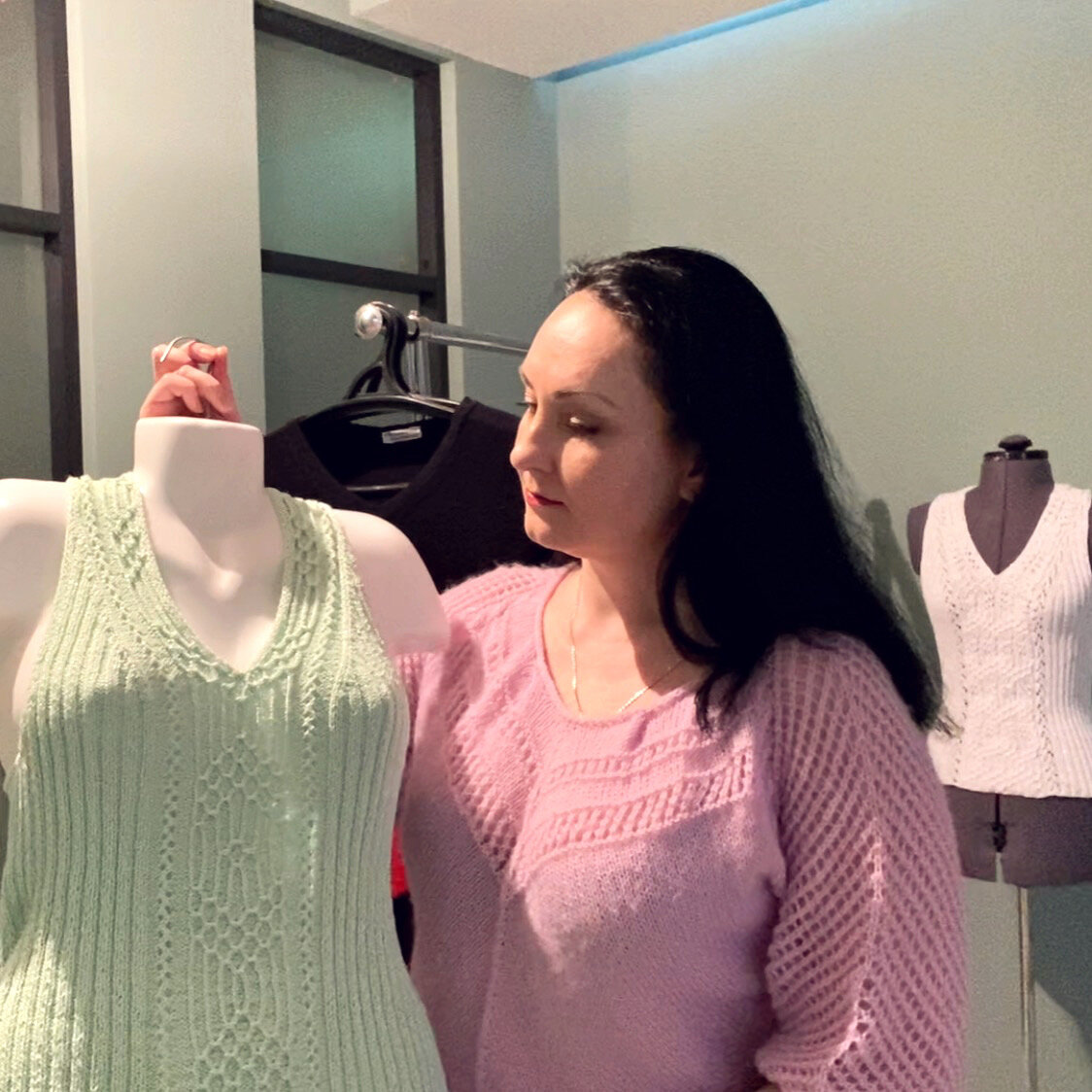 Вязаный хлопковый топ с японским узором