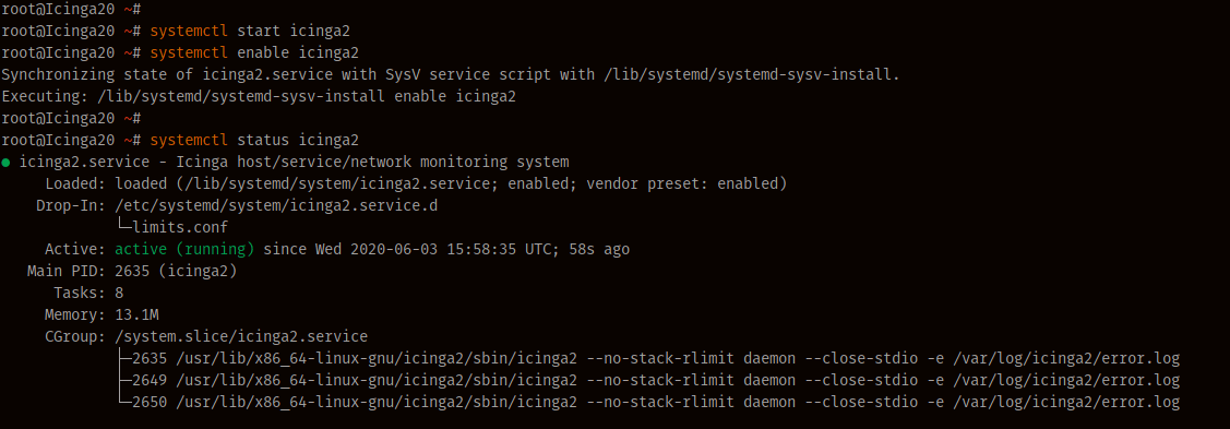 systemctl status icinga2