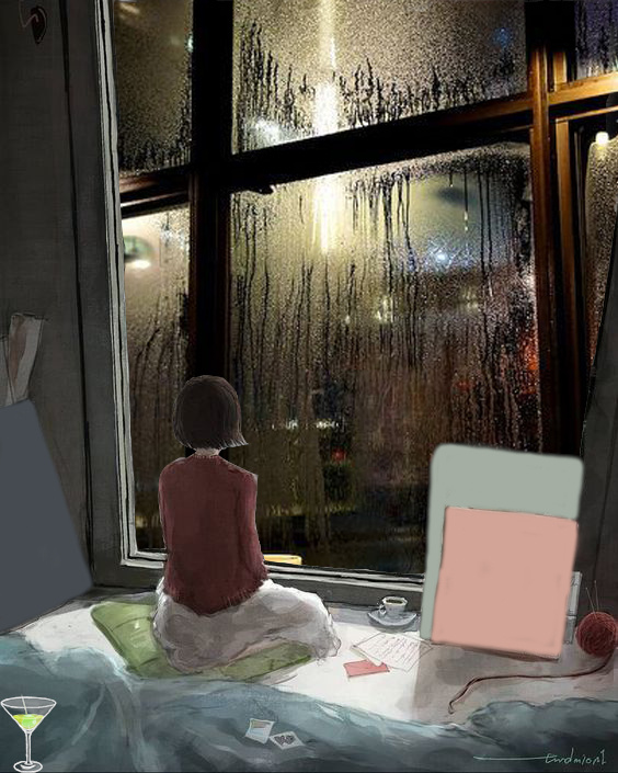 В этот вечер шёл дождь, олицетворяя настроение девушки