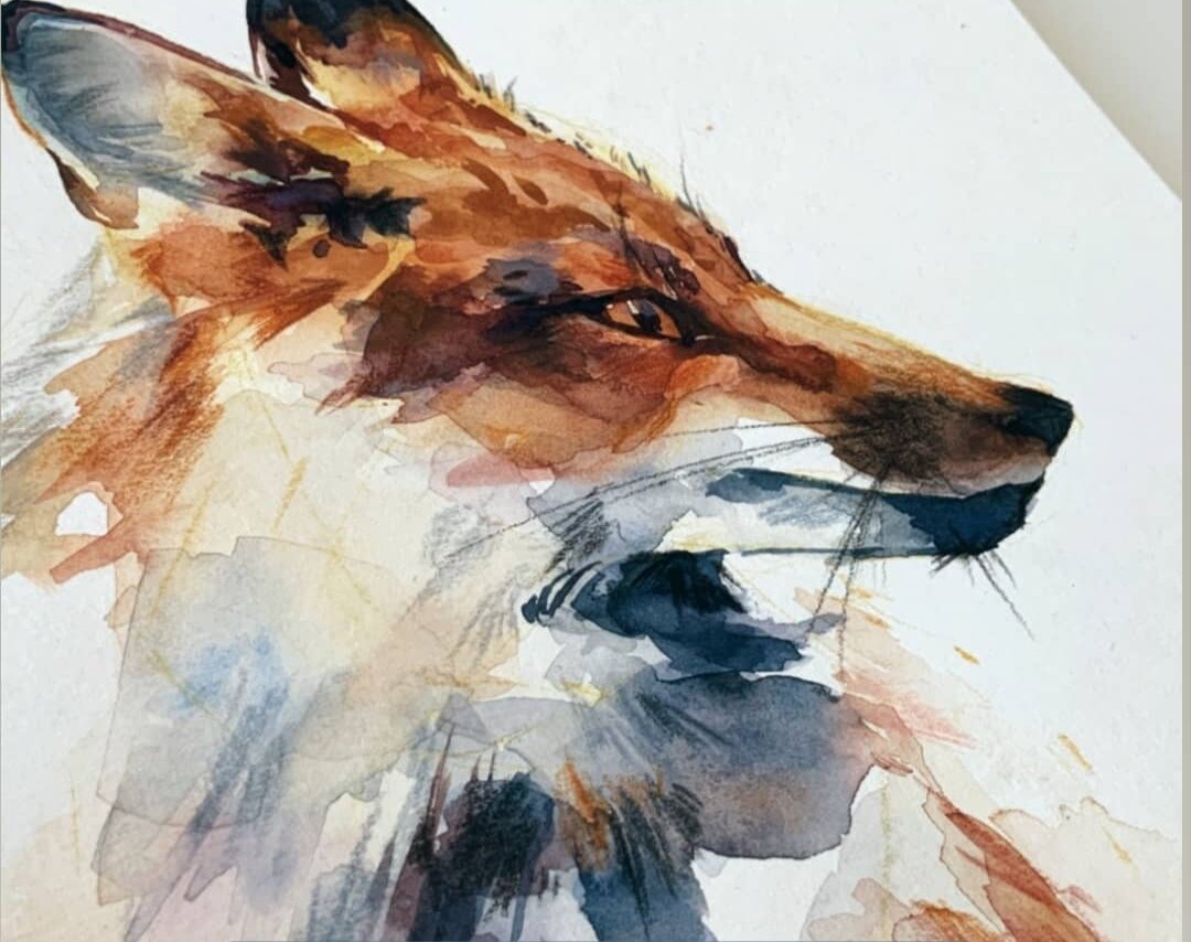 Лисица акварелью. insta Little.lis.art 