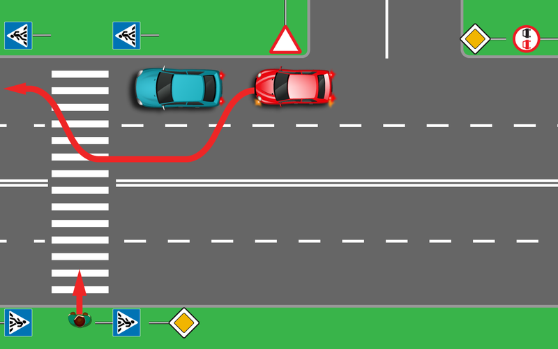 Прав ли будет водитель красного авто?