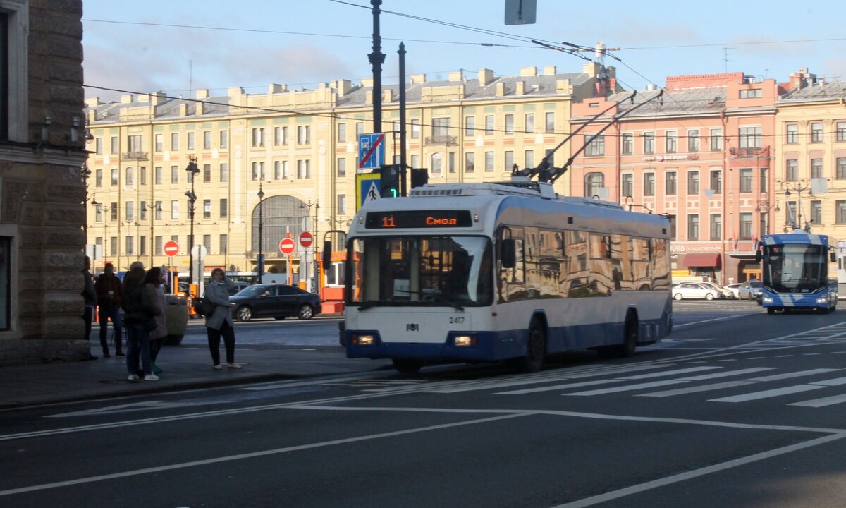 г. Санкт-Петербург, Невский проспект, маршрут № 11, троллейбус БКМ-321 до первого рестайлинга
