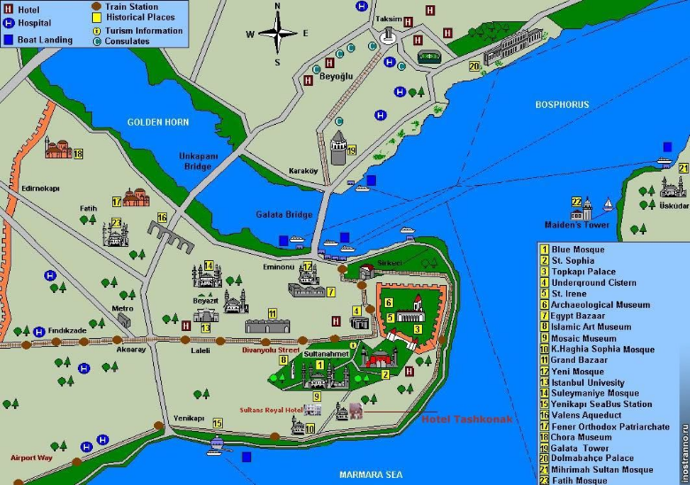1.1 Карта исторического центра Стамбула
