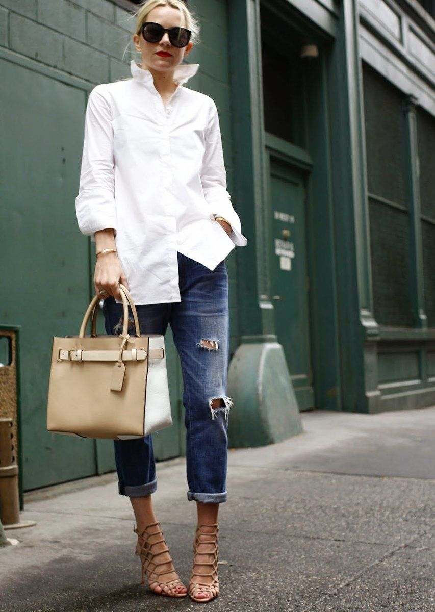 Мужская рубашка в гардеробе девушки - это множество вариантов интересных образов. Photo from pinterest.ru