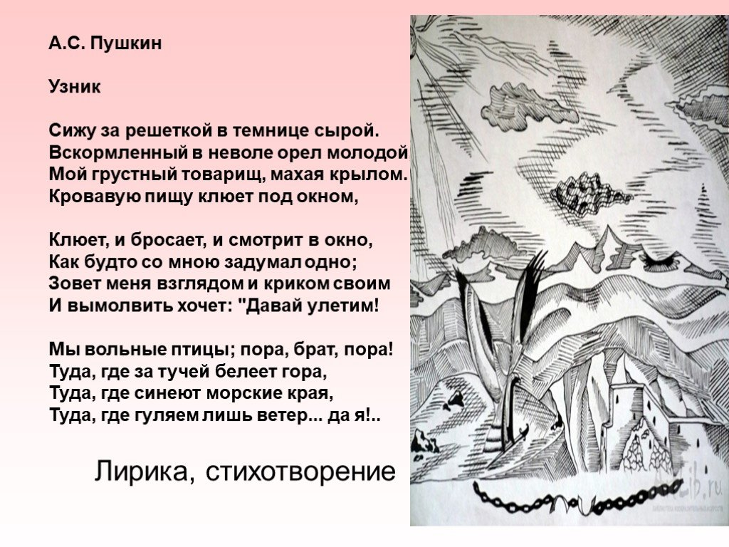 Стихотворения пушкина какие они. Узник Пушкин стихотворение