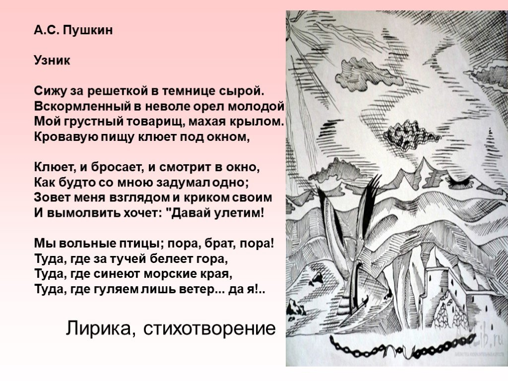 Стих пушкина темница. Узник Пушкин стихотворение.