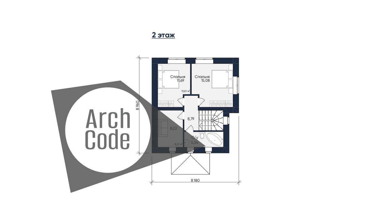 Проект дома 8х8 с тремя спальнями | ArchCode | Проектирование домов | Дзен