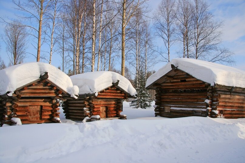 Малые Карелы Архангельск зима