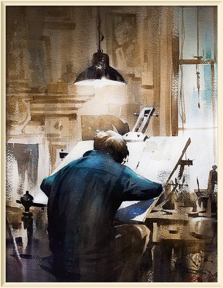     / Thomas W. Schaller / * 1967 / A New Day /   /  Watercolor.
20x15 inches - 27 Jan. 2019.