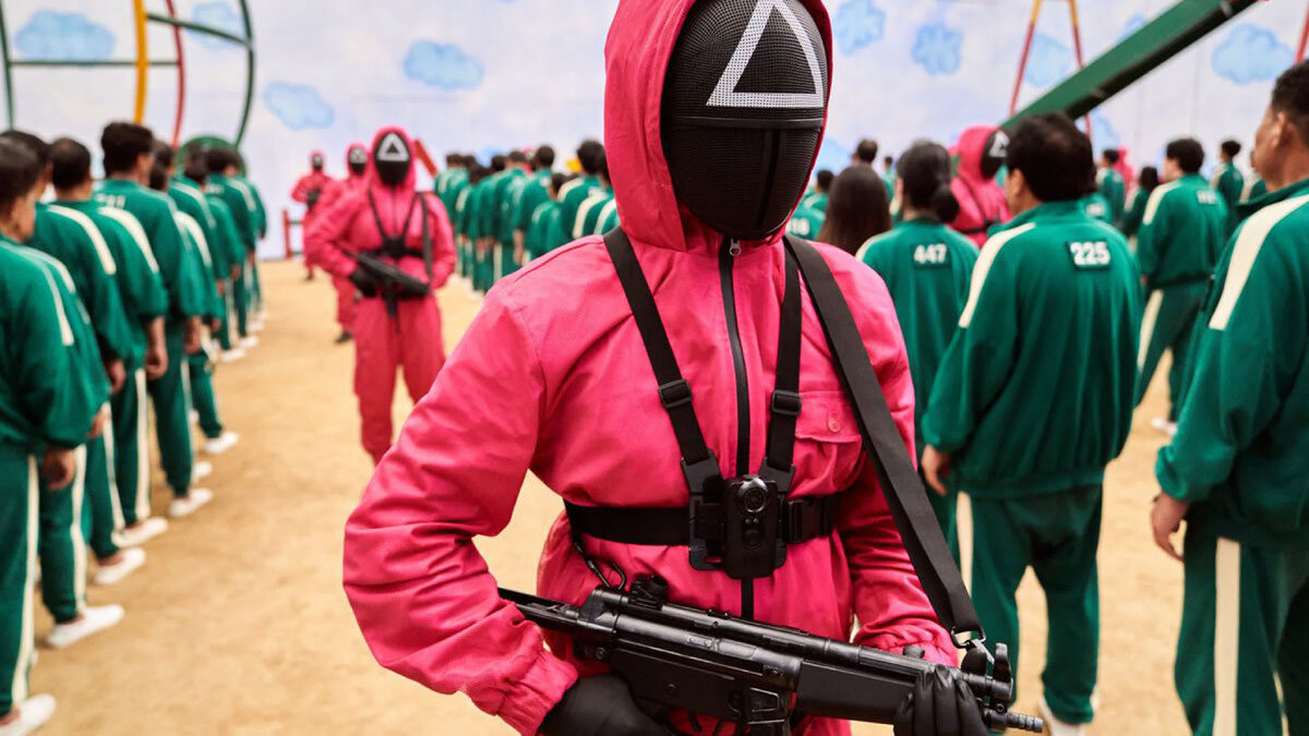 Южнокорейский сериал "Игра в кальмара" 

