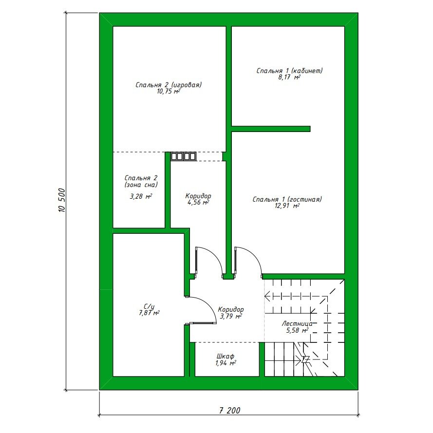 План 3-го этажа дома по проекту 27-246