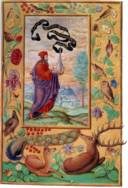 Алхимик (Гермес Трисмегист?). Иллюстрация из манускрипта "Splendor Solis", 1532-5, Kupferstichkabinett Berlin 78D3