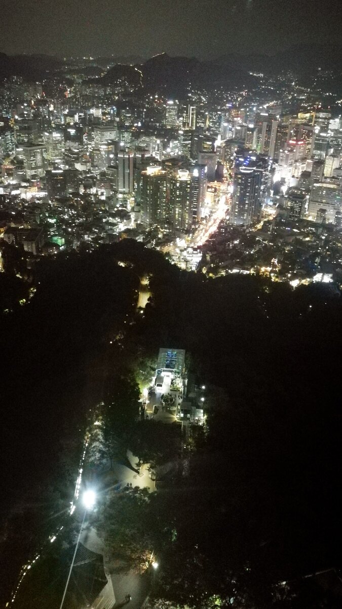 Вид со смотровой площадки Seoul Tower на ночной Сеул