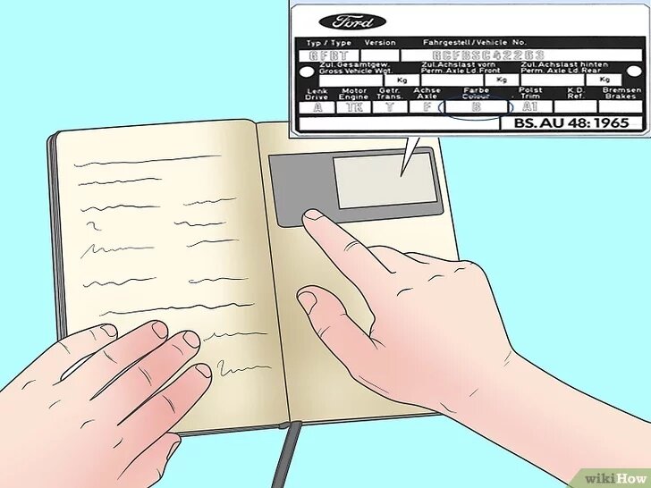 1 Запишите идентификационный номер транспортного средства (ВИН), который находится на табличке, прикрепленной к кузову автомобиля в нескольких местах таких как, стойка двери, блок двигателя, а также которую можно найти в инструкции автомобиля.