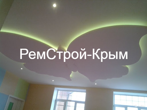 Потолок из гипсокартона в детскую комнату в виде бабочки с подсветкой