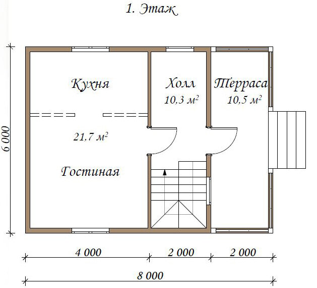 Планировка дома 6 на 6 одноэтажный с санузлом и двумя спальнями