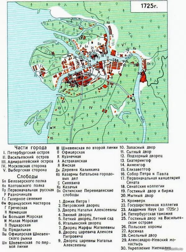 Карта петербурга при петре 1