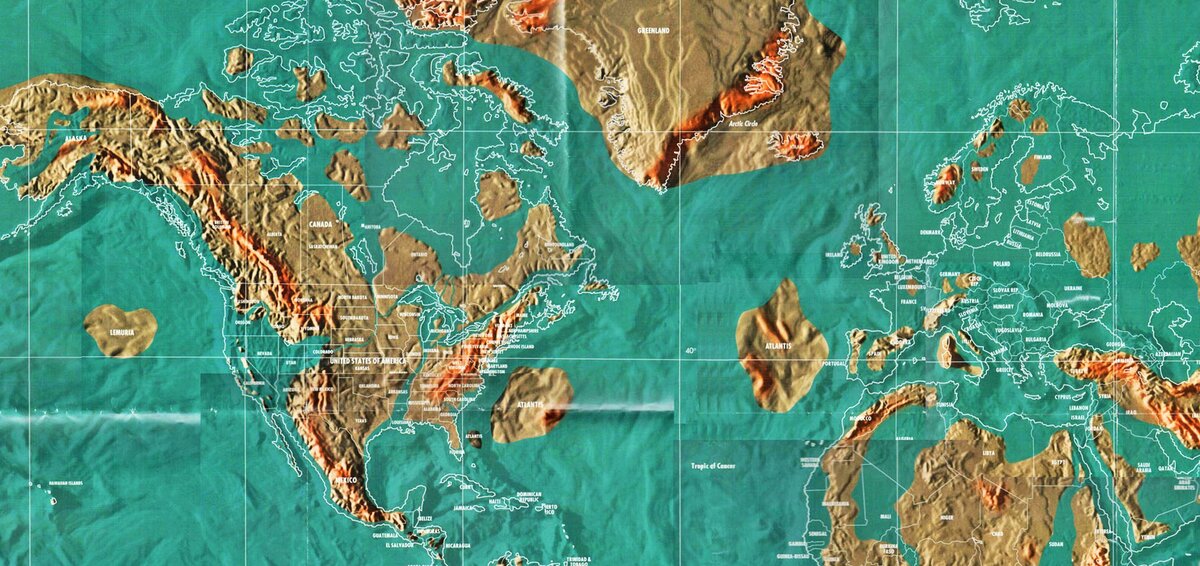 Карта затоплений при глобальном потеплении. Карта земли Майкла Скаллиона.