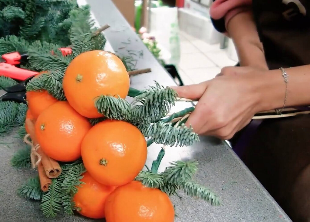 новогодний букет из мандаринов как сделать | Дзен
