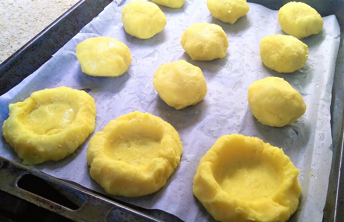 Гнезда из картофеля с фаршем