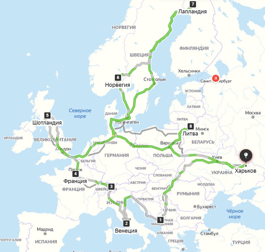 Примерная реконструкция маршрута по записям из блога А.К.