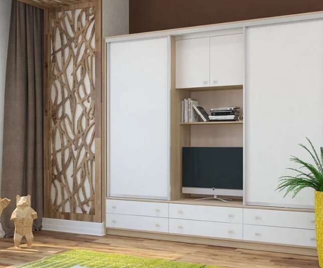 шкаф-купе с нишей под тв