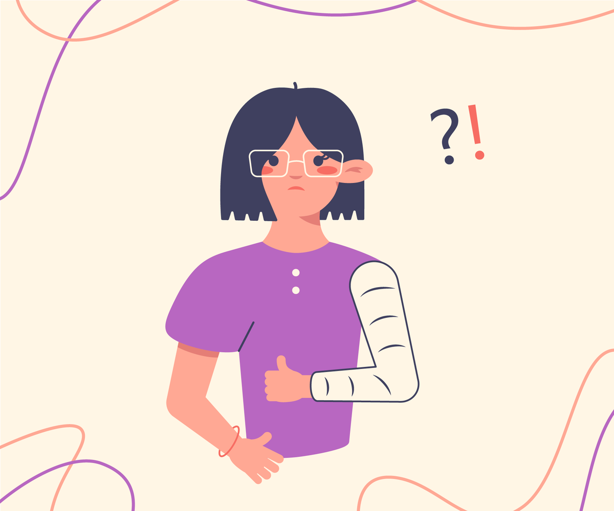 Гипса у меня на руке, конечно, не было, но лицо такое же потерянное не покидало меня еще долго... Иллюстрация автора.