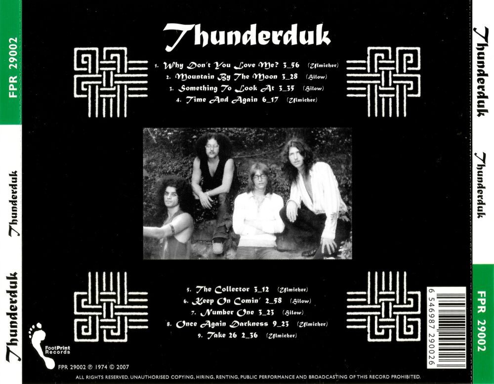 Thunderduk. Thunderduk Год выхода: 1996 (recorded in 1972 & 1974). Back. Обложка альбома.