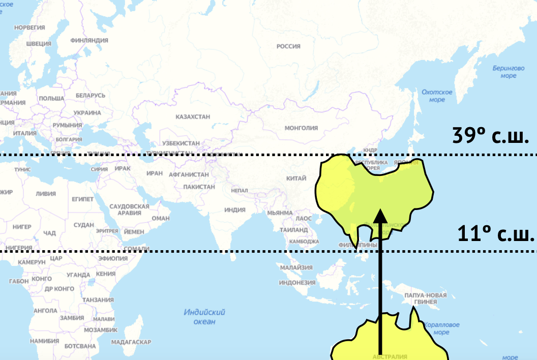 Какая широта у владивостока. Южное полушарие Австралия. Широта Владивостока. Города на одной широте с Алматы. Остров Педра Бранка.