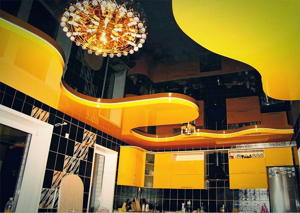 натяжной потолок желтого цвета