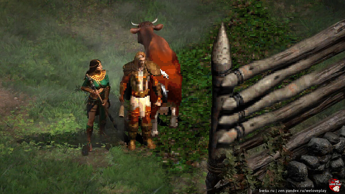 Небольшой коллаж - кусочек старой олдускольной графики в современной игре. 