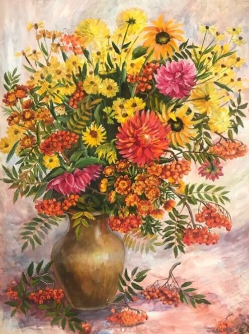 2. Работа Тамары Харченко. «Красною кистью рябина зажглась». Холст, масло. 2017 год. Размер: 80х60. Изображение из аккаунта художницы в Инстаграм @art.kharchenko