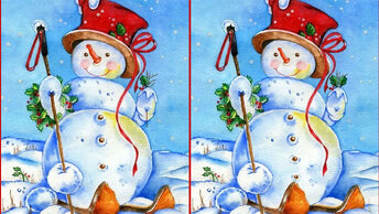 Разминка у этих снеговичков за 40 секунд, для глаз! попробуйте найти все отличия.