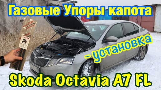 Газовые Упоры капота. Skoda Octavia A7. Установка