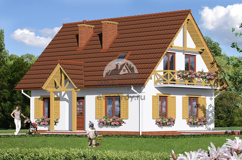 Проект дома 204 м2 с мансардой, подвалом, балконом и террасой - 103-36