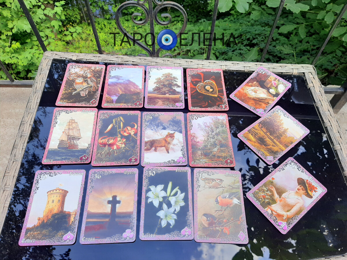 Фото автора. Расклад. 3 карты справа - итог.