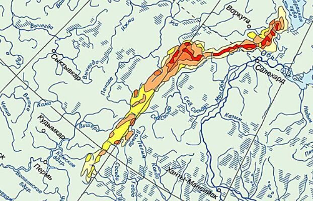 Фрагмент карты лавинной опасности России. Взято из интернета.