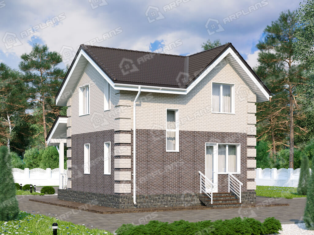 Фото 2 двухэтажного дома из газобетона с мансардой и 2 спальнями. 90 кв м . Источник arplans.ru Проект К-326