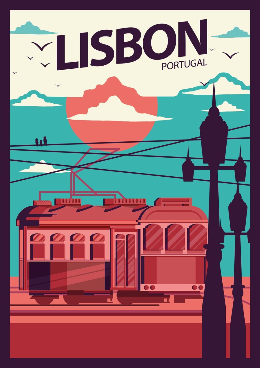 Лиссабон и местные трамваи (постер)
