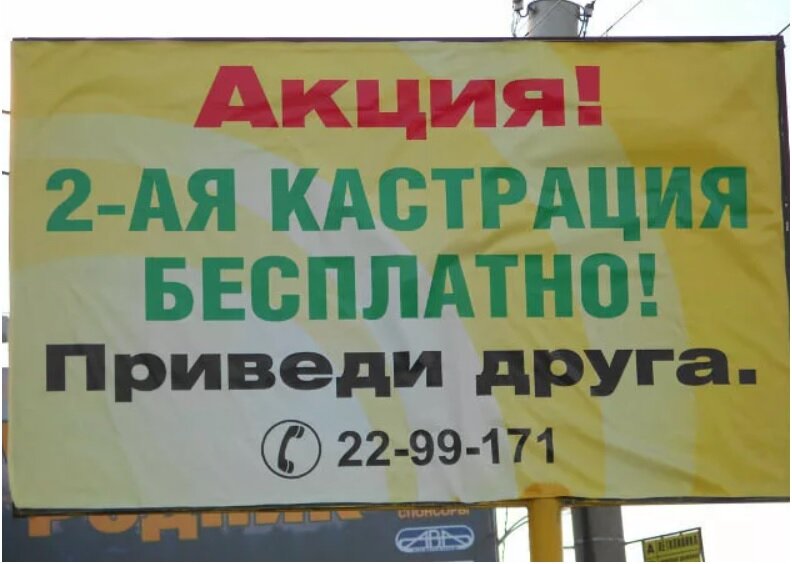 Забавная акция - кастрация в подарок, если приведете друга. Фото взято с ресурса yandex.ru