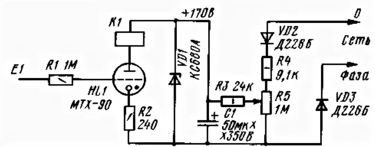 Схема 90. Реле времени на тиратроне МТХ-90. Сенсорный выключатель на МТХ 90 схема. Индикатор сети на МТХ-90. Реле времени на МТХ 90 схема.