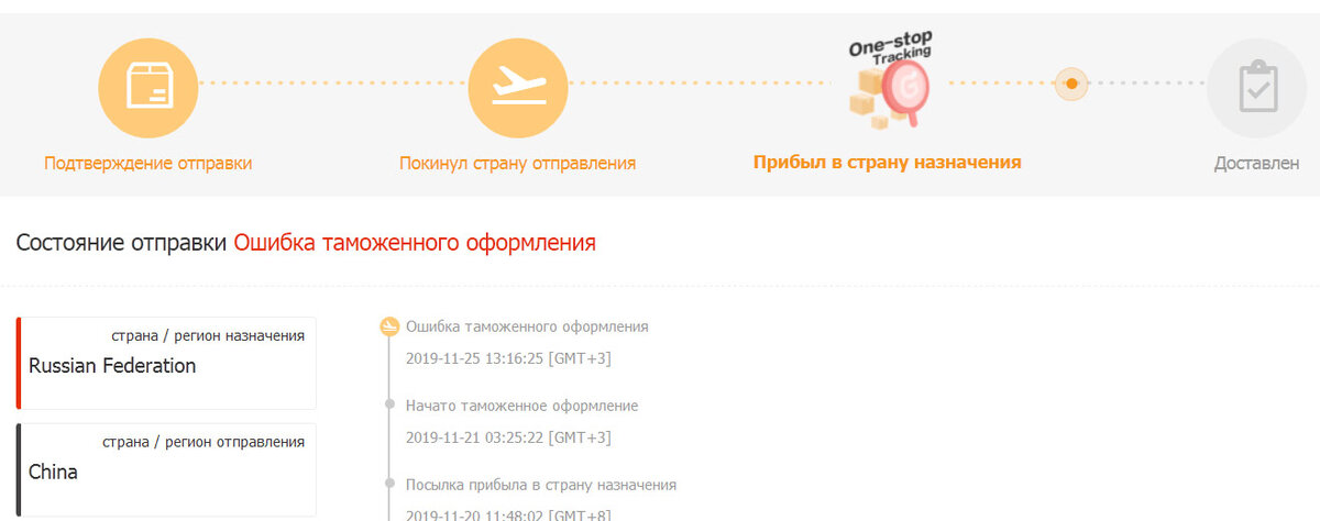 Ошибка таможенного оформления
