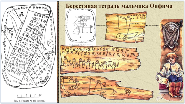 Берестяные грамоты Новгородского мальчика Онфима. Берестяные грамоты древней Руси Онфим. Берестяная тетрадь Онфима. Берестяные грамоты Онфима.