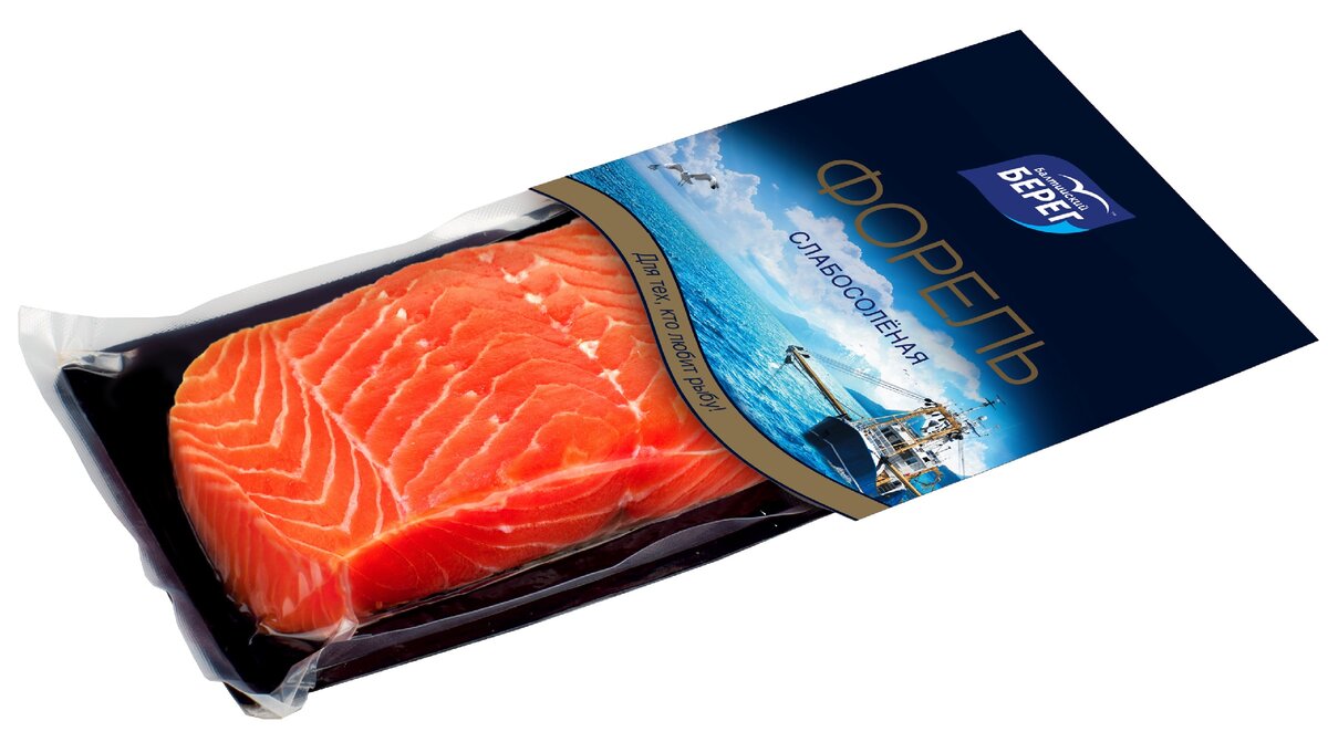 Форель в вакуумной упаковке, вкусный готовый продукт.